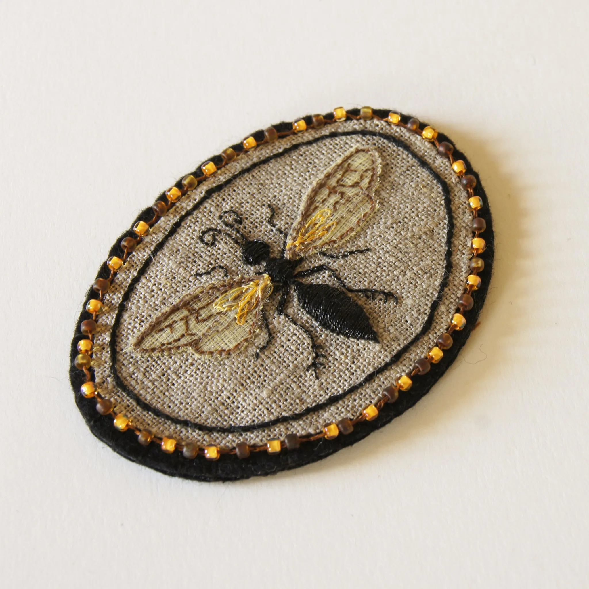 Mournful Wasp Hand Embroidered Sew On Patch