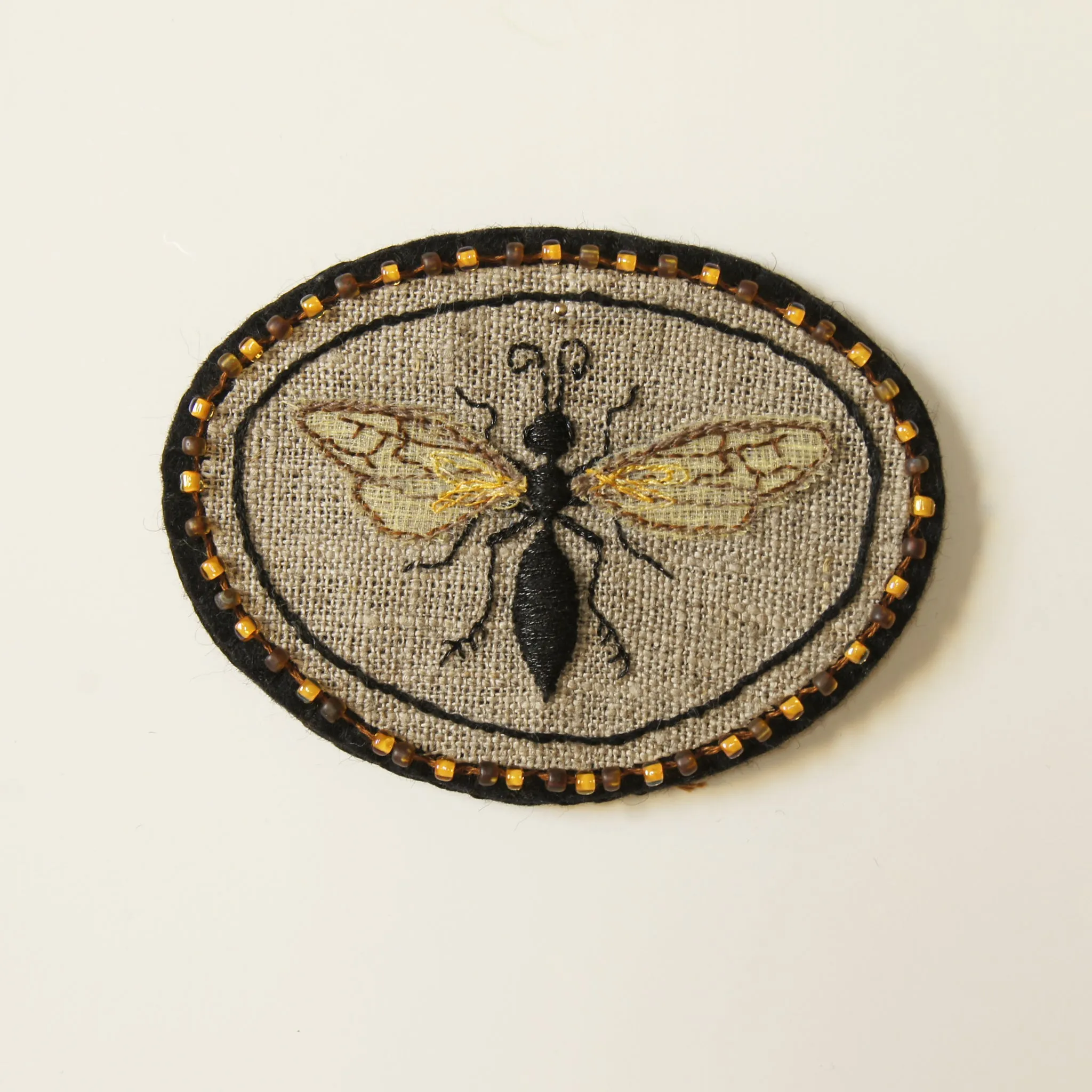 Mournful Wasp Hand Embroidered Sew On Patch