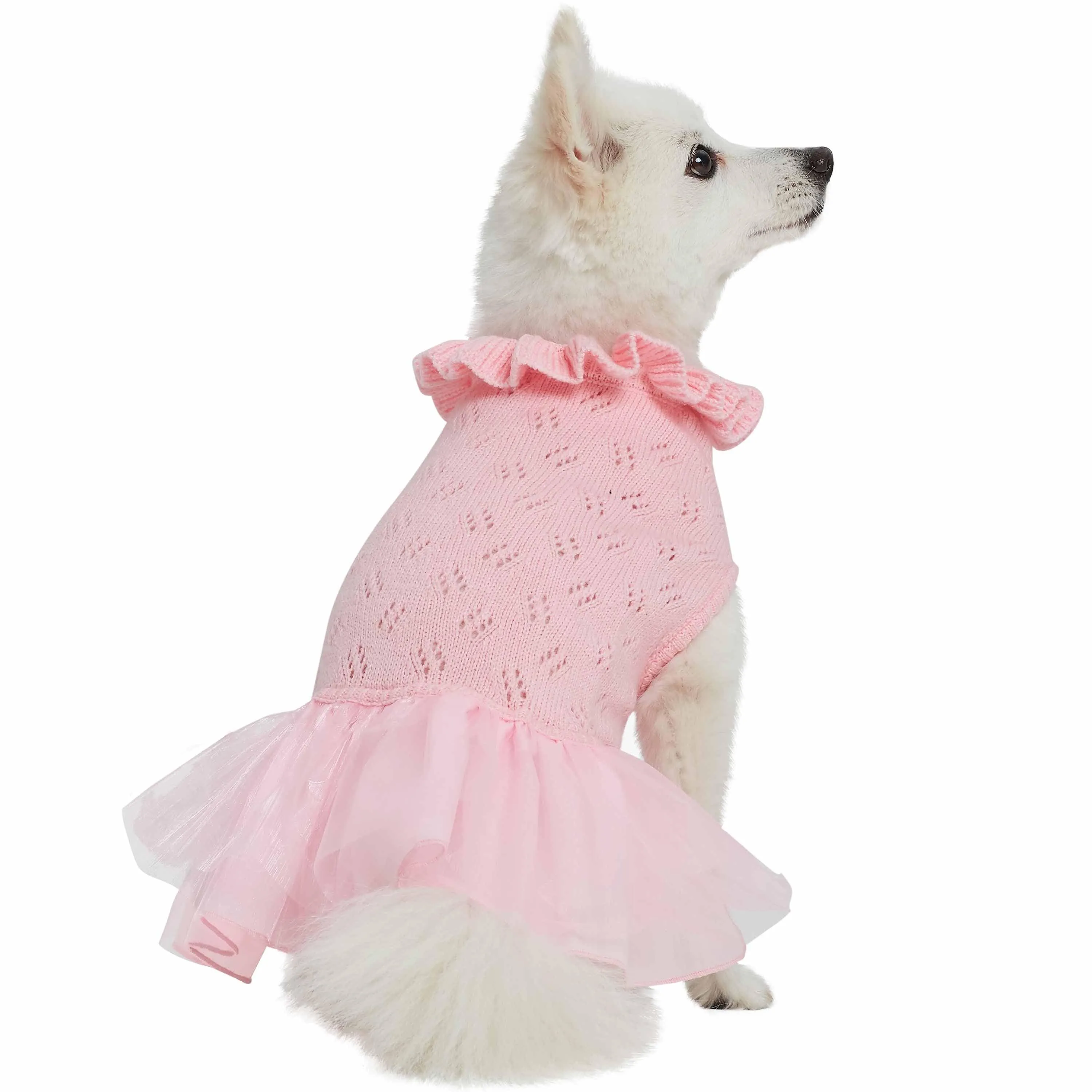 My Cutie Princess Ruffle Collar Dog Sweater Dress