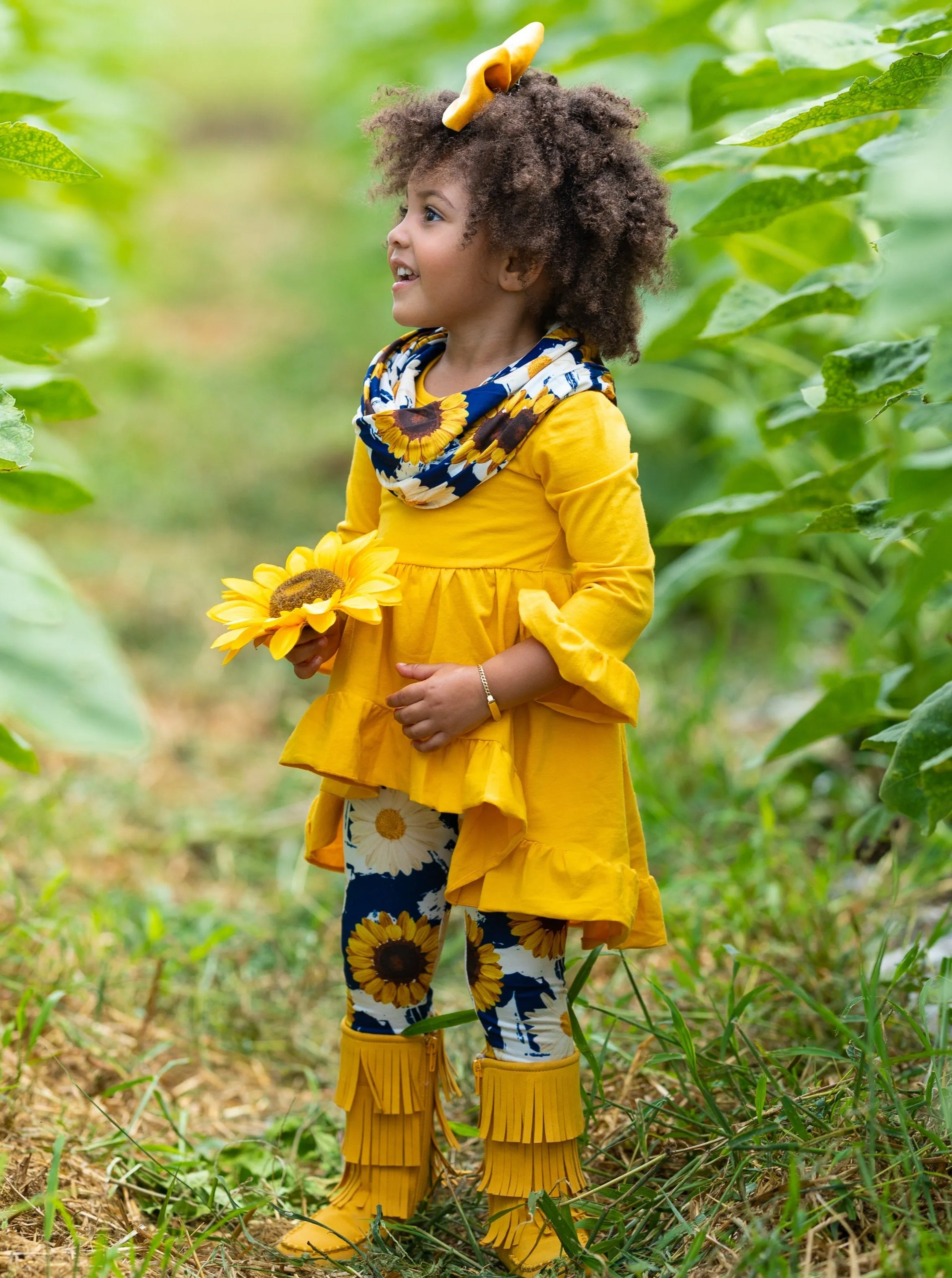 My Lucky Flower Hi-Lo Tunic, Legging and Scarf Set