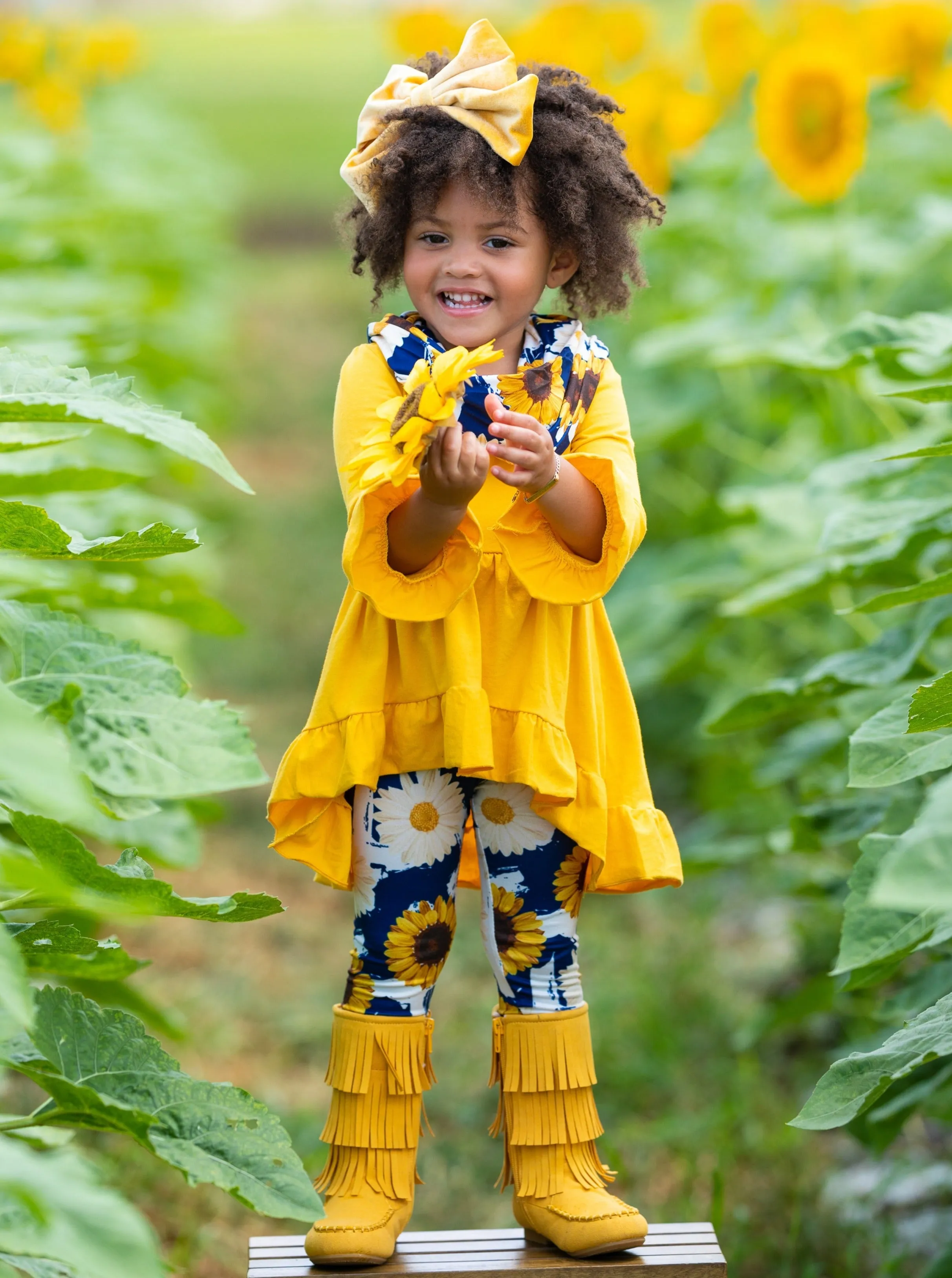 My Lucky Flower Hi-Lo Tunic, Legging and Scarf Set