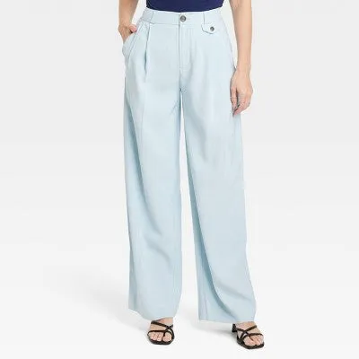 New - A New Day Women's Wide Leg Relaxed High Rise Baggy Wide Leg Trousers