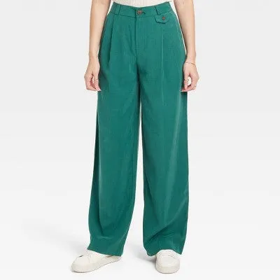 New - A New Day Women's Wide Leg Relaxed High Rise Baggy Wide Leg Trousers