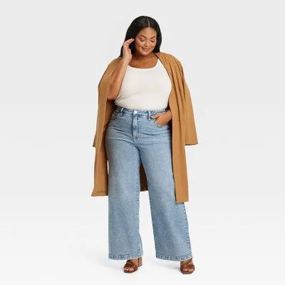 New - Ava & Viv Womens Plus High Rise Wide Leg Wide-Leg Jeans