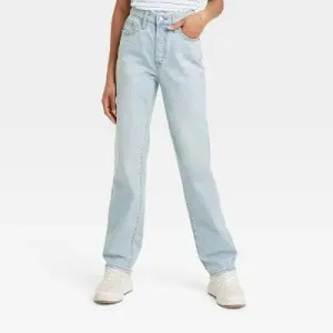 New - Universal Thread Women's High Waisted Straight Cargo Jeans 90's Vintage, Light Wash