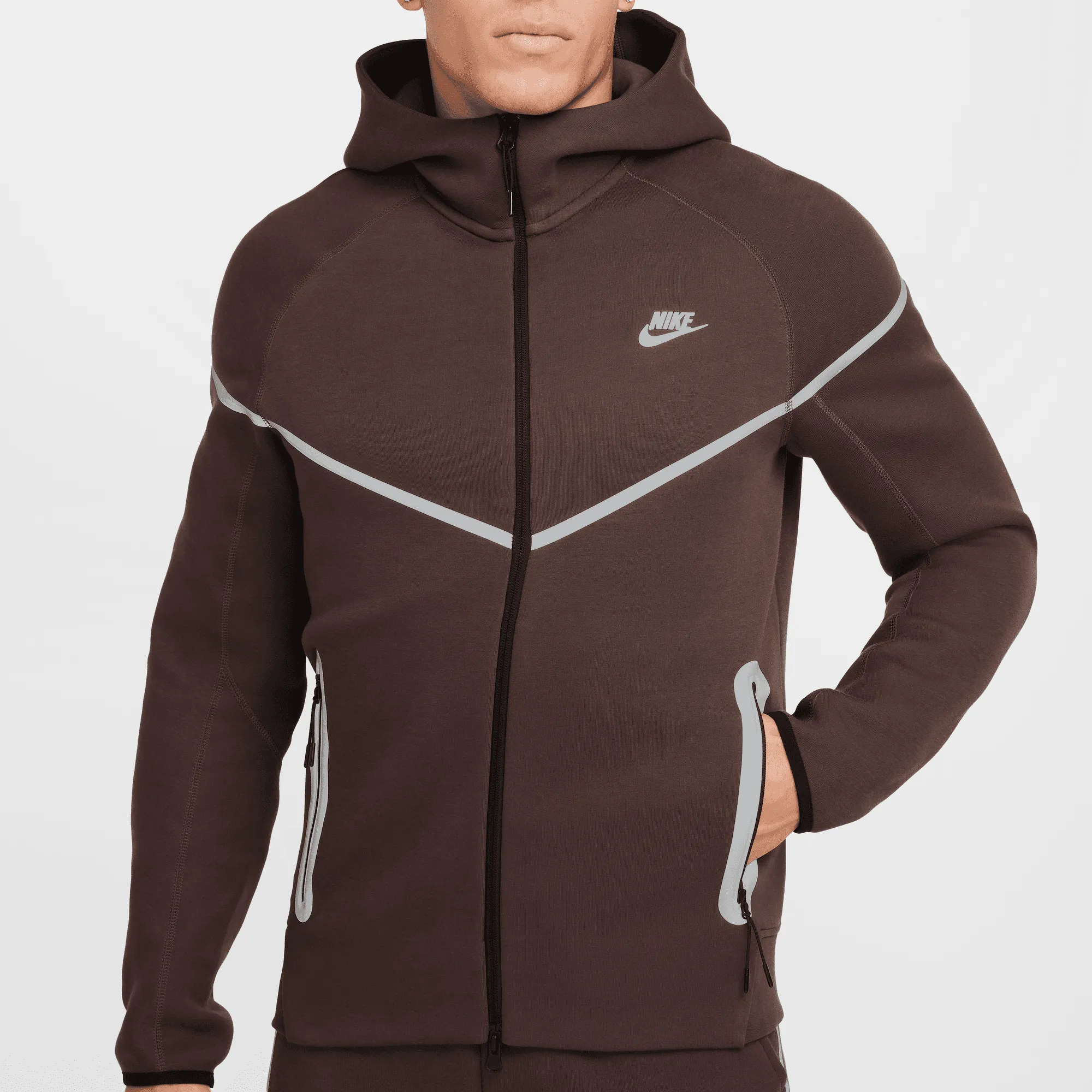 Nike Tech Windrunner Brown Reflective Fleece Full-Zip Jacket