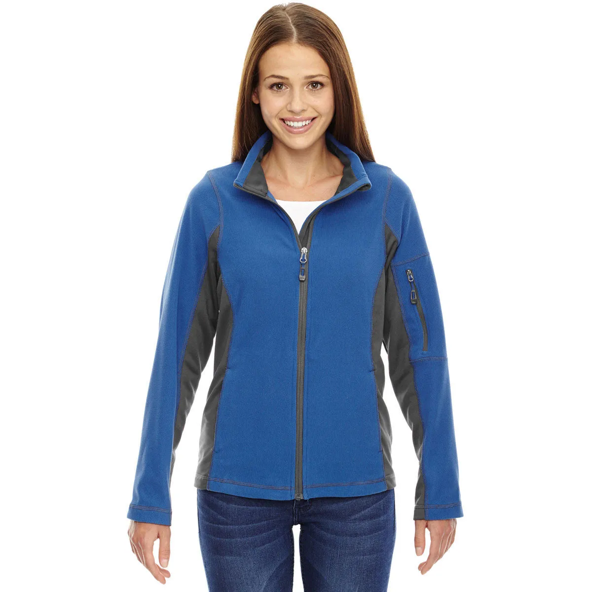 North End Women's Nautical Blue Generate Textured Fleece Jacket