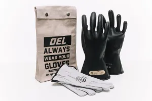 OEL Class 00 Rubber Glove Kit 11" Linemens Gloves - IRG-00-11-B-K