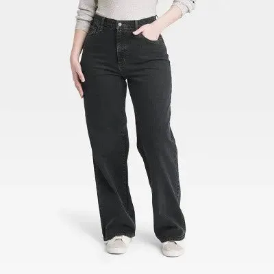 Open Box - Universal Thread Women's High Waisted Wide Leg Cropped High-Rise Jeans