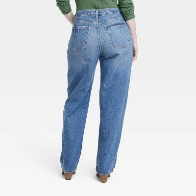 Open Box - Universal Thread Women's Mid-Rise Baggy Jeans Classic 90's Vintage Straight Fit