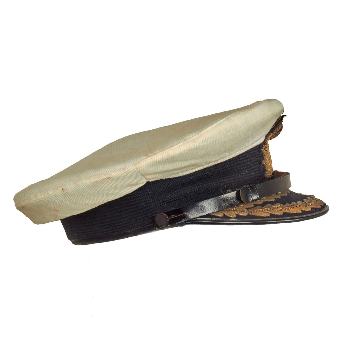 Original British WWII Royal Navy Admiral Visor Cap by Gieves Named To Admiral of the Fleet Andrew Browne Cunningham, 1st Viscount Cunningham of Hyndhope