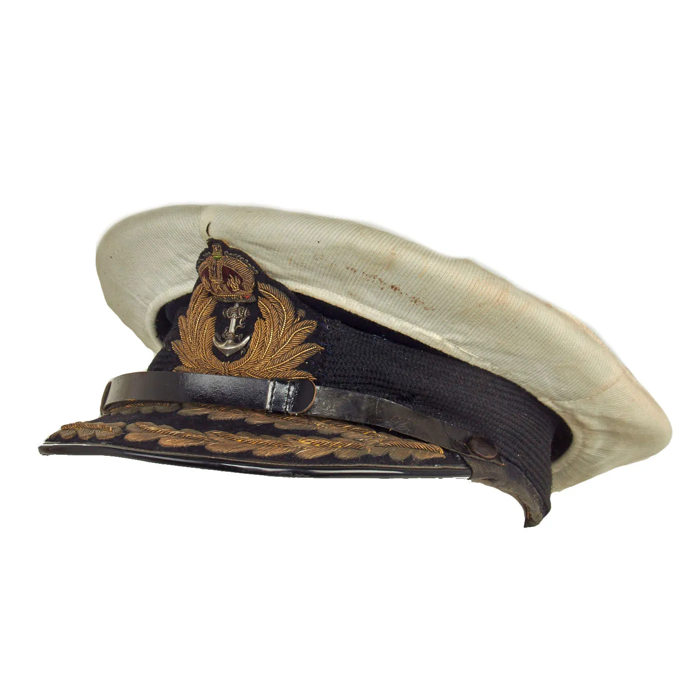 Original British WWII Royal Navy Admiral Visor Cap by Gieves Named To Admiral of the Fleet Andrew Browne Cunningham, 1st Viscount Cunningham of Hyndhope