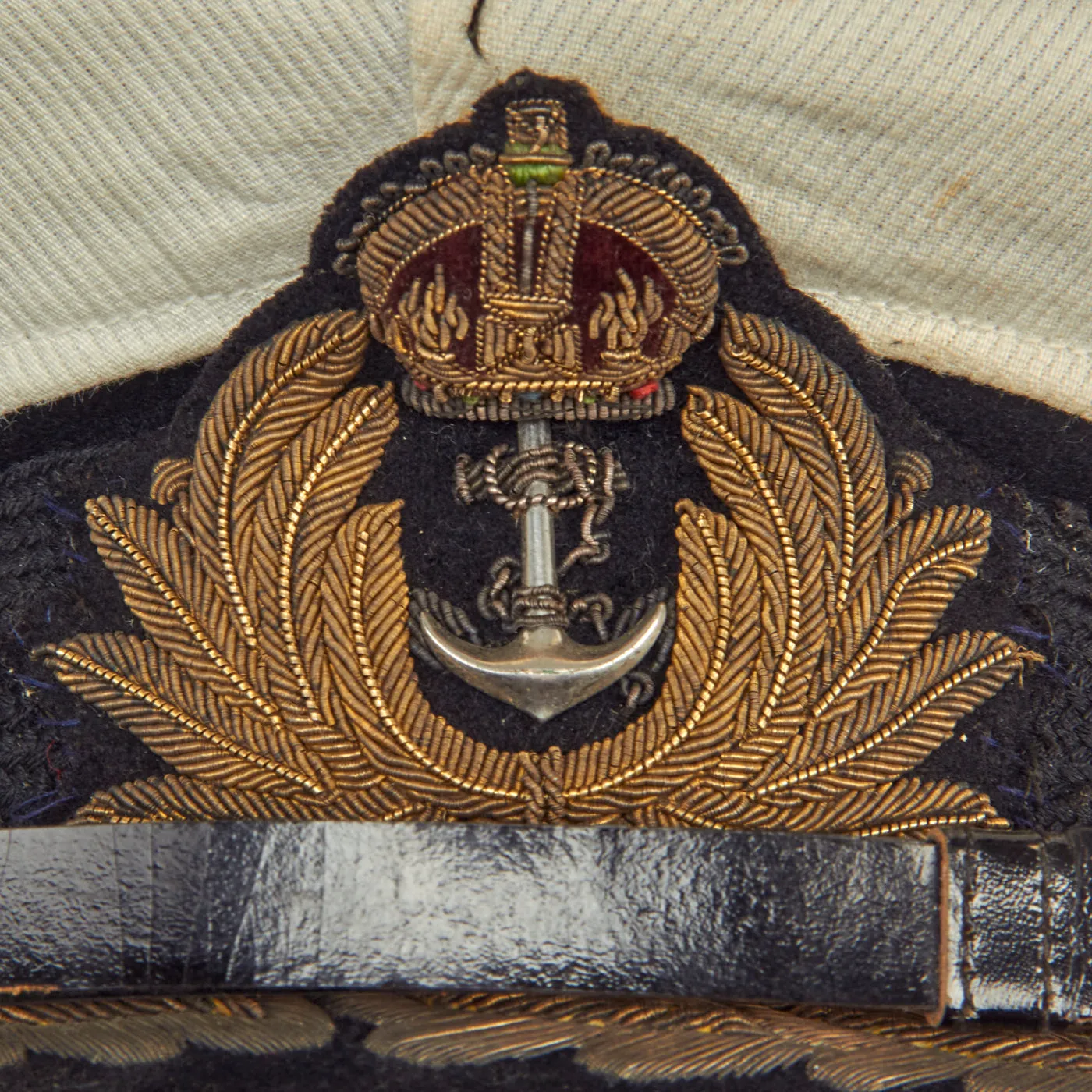 Original British WWII Royal Navy Admiral Visor Cap by Gieves Named To Admiral of the Fleet Andrew Browne Cunningham, 1st Viscount Cunningham of Hyndhope