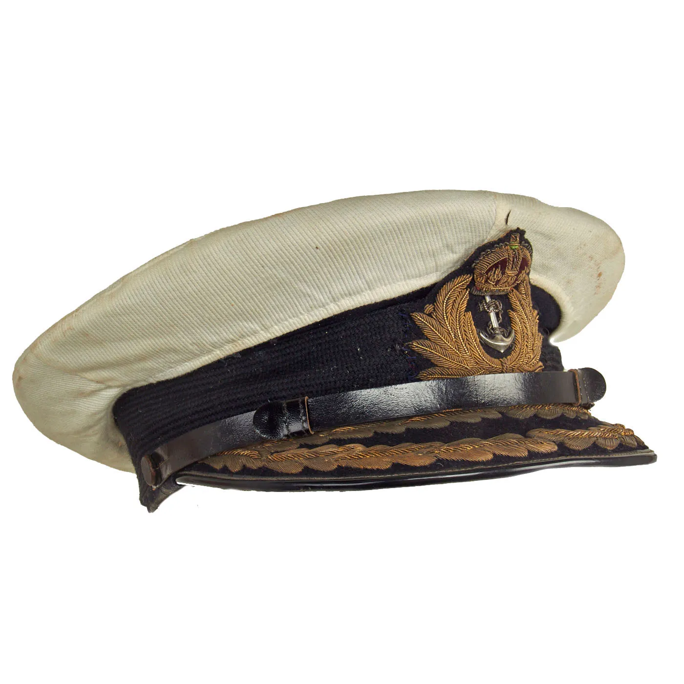 Original British WWII Royal Navy Admiral Visor Cap by Gieves Named To Admiral of the Fleet Andrew Browne Cunningham, 1st Viscount Cunningham of Hyndhope