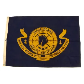 Original U.S. WWII Blue Wool Flag of Mare Island Naval Shipyard - 48” x 33”