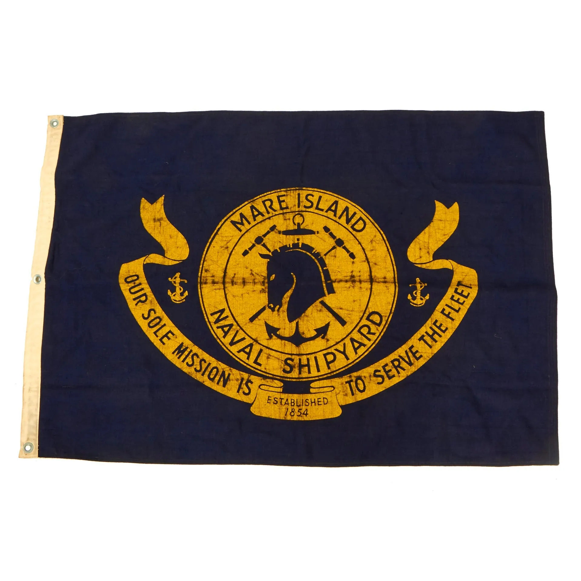 Original U.S. WWII Blue Wool Flag of Mare Island Naval Shipyard - 48” x 33”