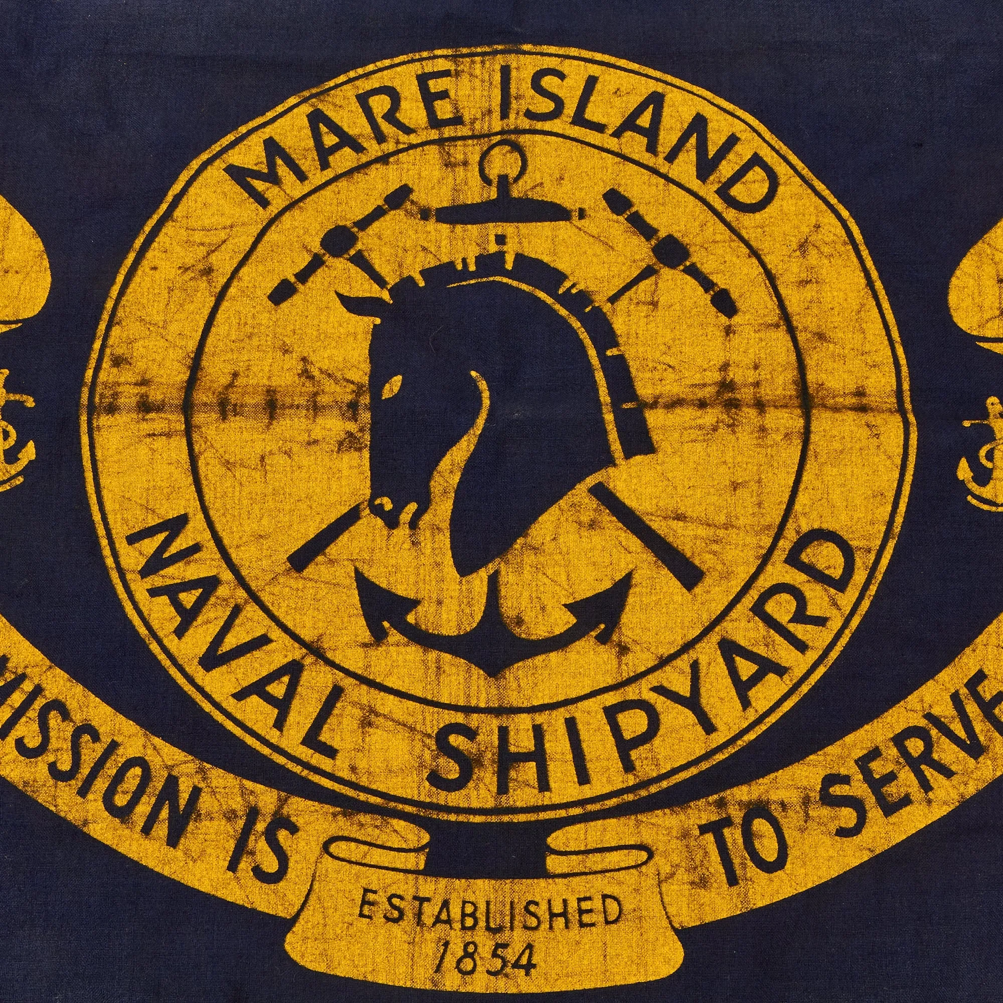 Original U.S. WWII Blue Wool Flag of Mare Island Naval Shipyard - 48” x 33”