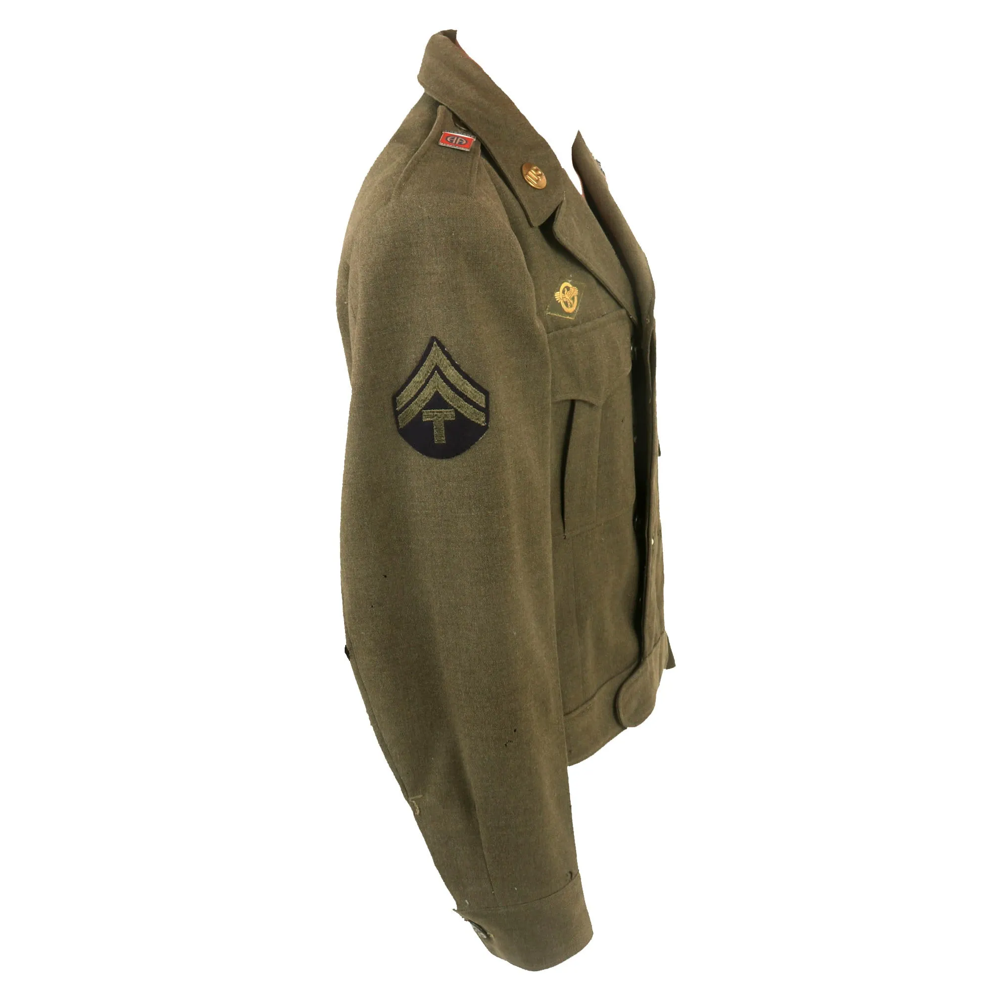 Original U.S. WWII Named 82nd Airborne Division Headquarters Ike Jacket with DUI on Shoulder Boards