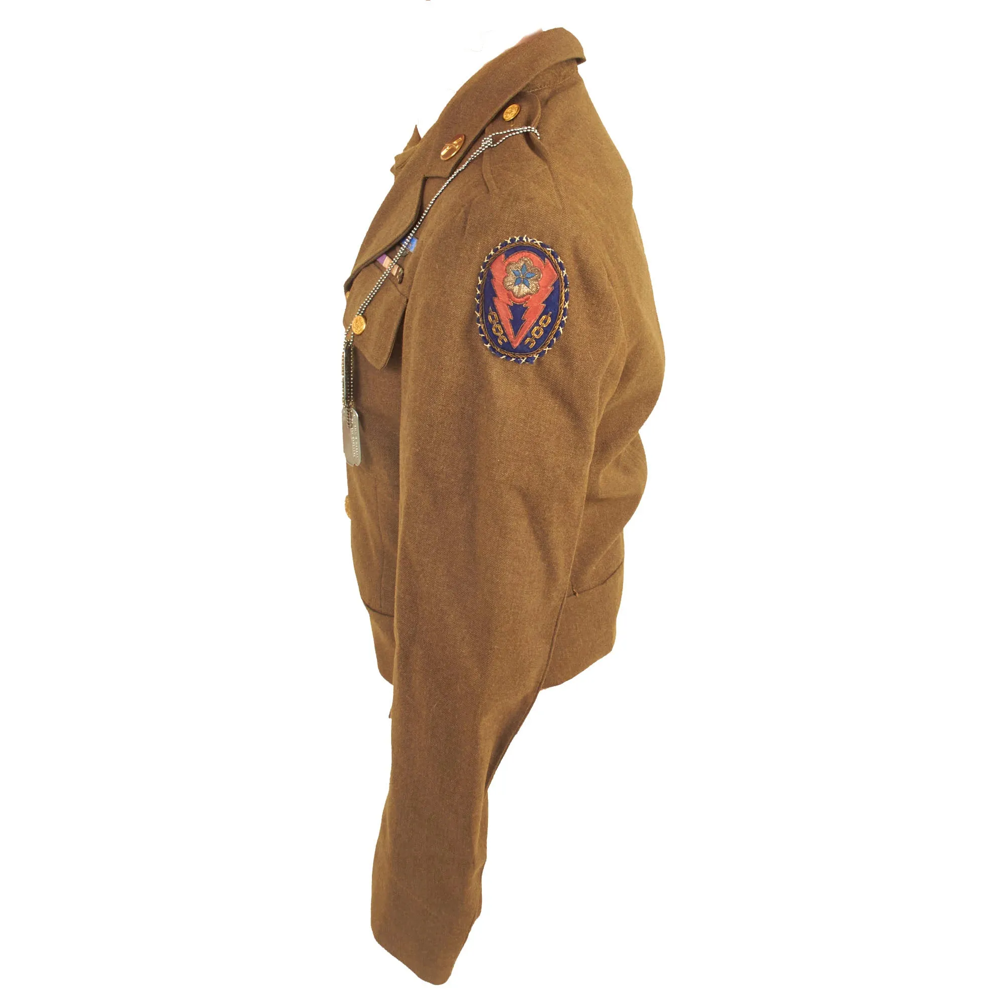 Original U.S. WWII US Army 3rd Infantry Division Ike Jacket Set With Shirt and Pants Attributed To PFC Gordon C. Hilliker