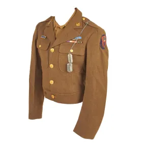 Original U.S. WWII US Army 3rd Infantry Division Ike Jacket Set With Shirt and Pants Attributed To PFC Gordon C. Hilliker