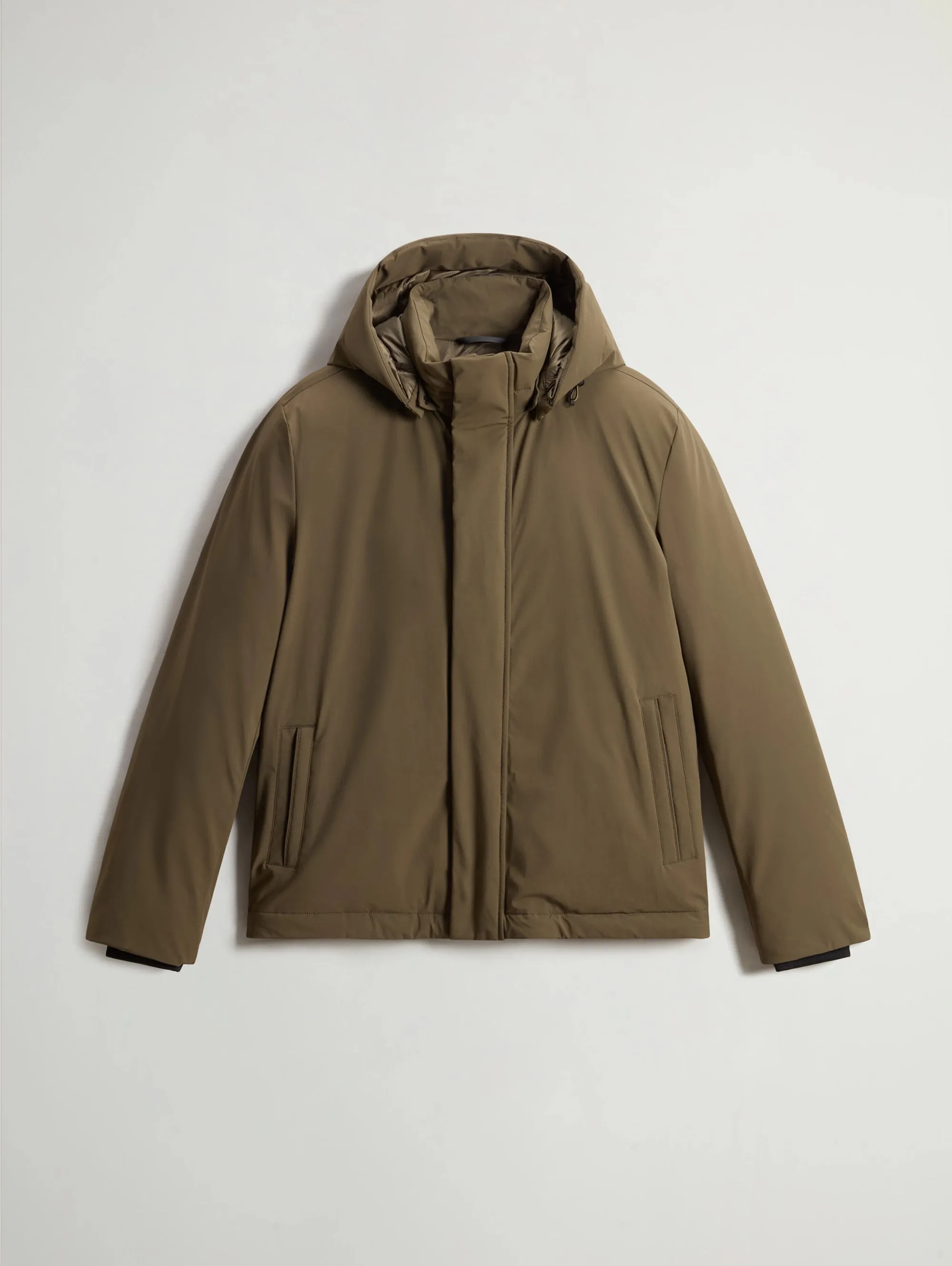 Parka Corto in Tessuto Stretch Verde