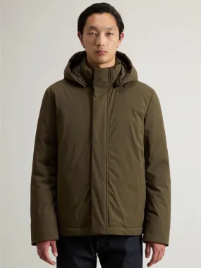 Parka Corto in Tessuto Stretch Verde