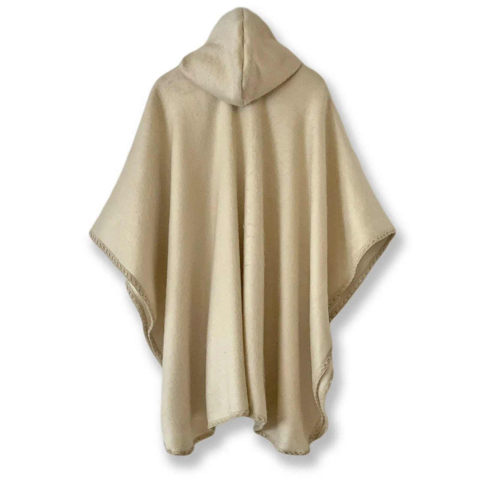 Patim - Lightweight Baby Alpaca Hooded Cape Poncho - Solid Ecru Cream - Unisex