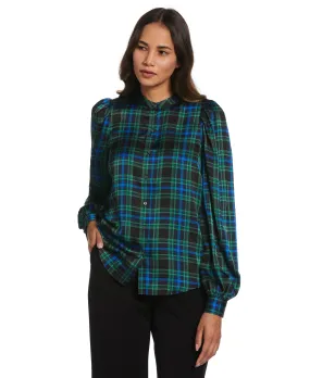 Petite Plaid Print Blouse