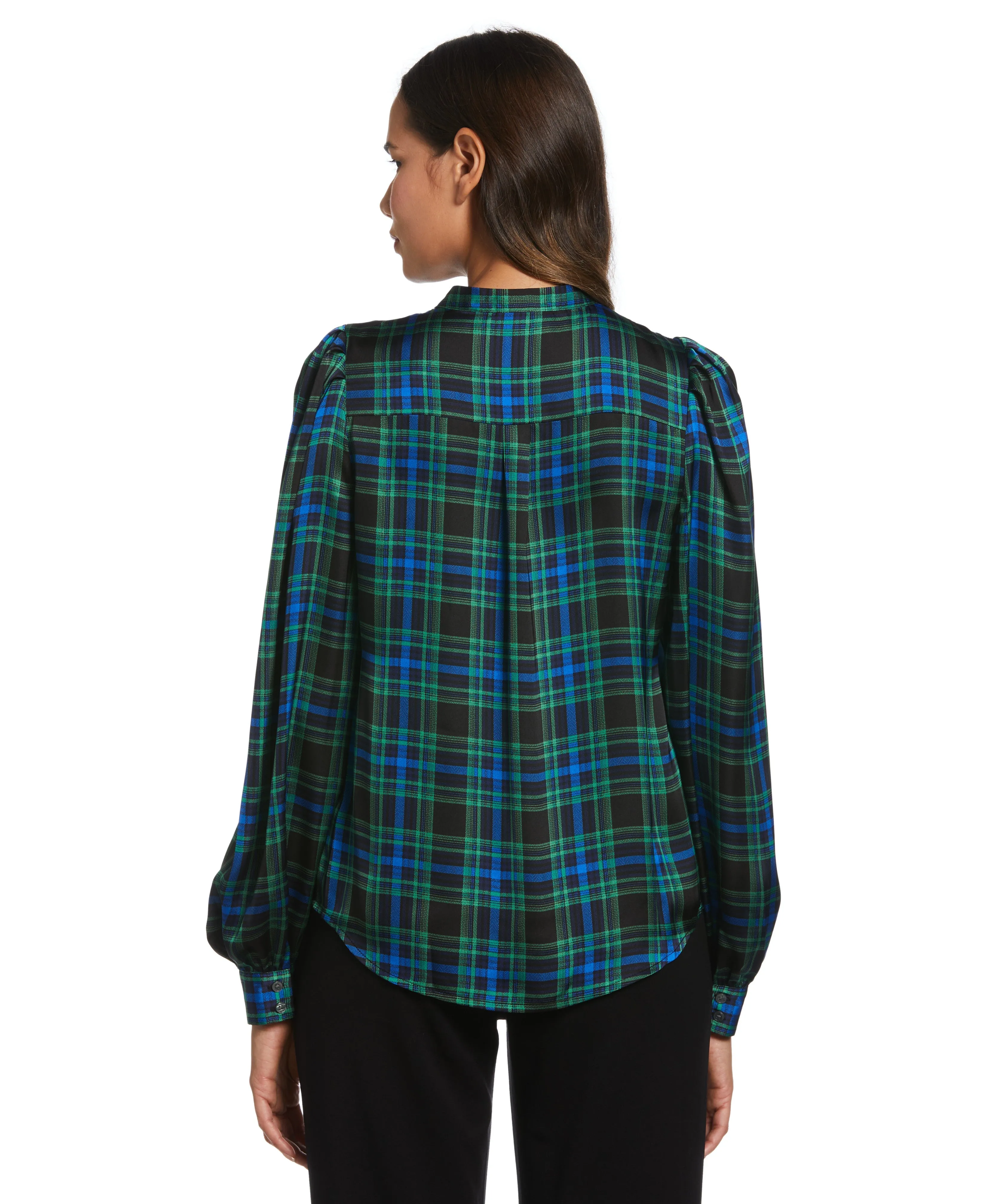 Petite Plaid Print Blouse