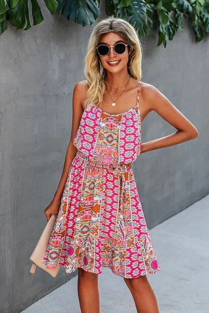 Pink Floral Ruffle Dress