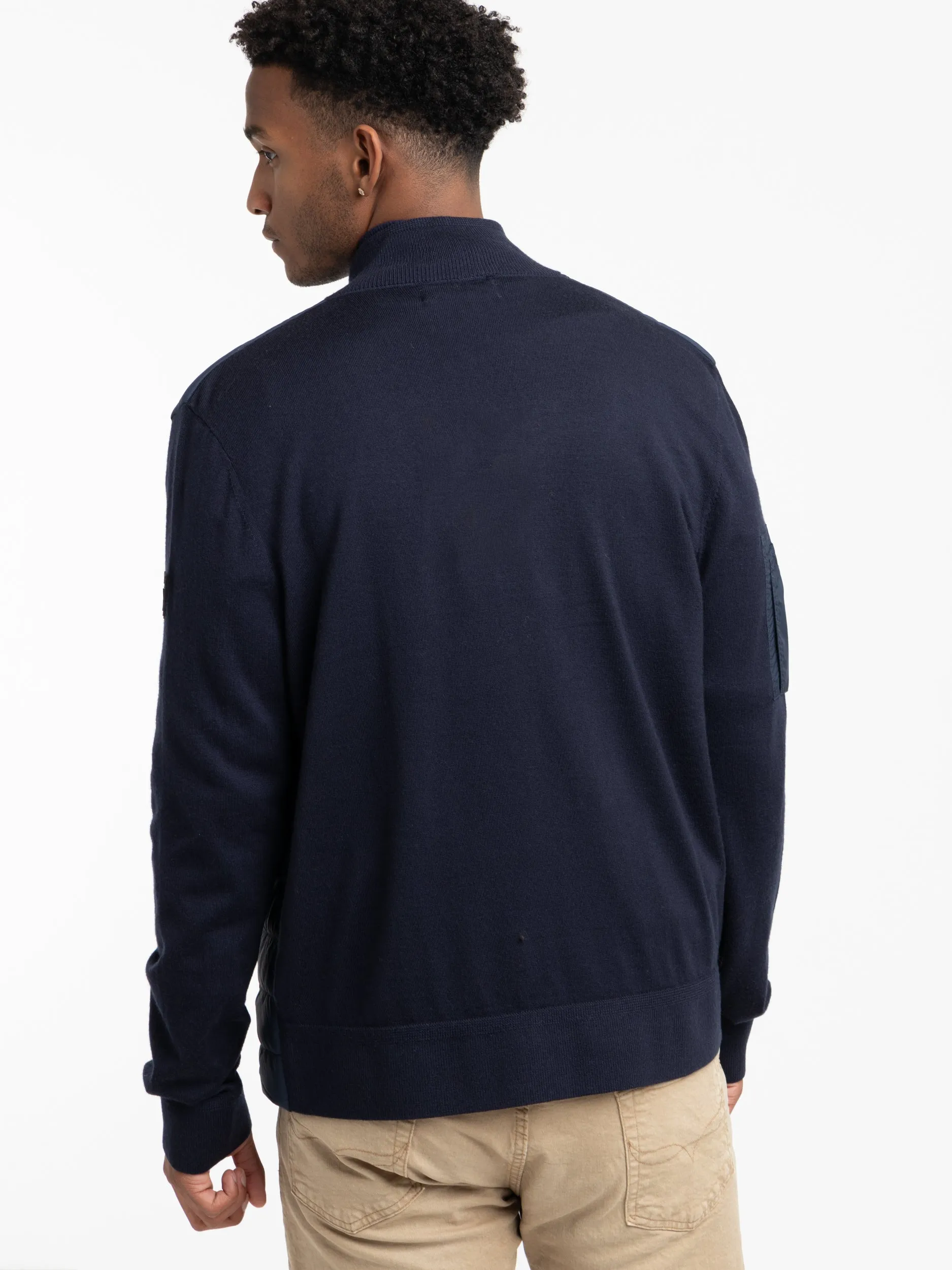 Piper Navy Hybrid Full-Zip Mockneck Sweater