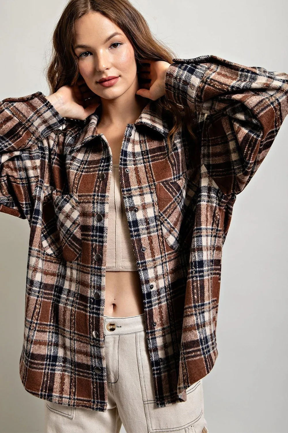 Plaid Print Shirt Jacket