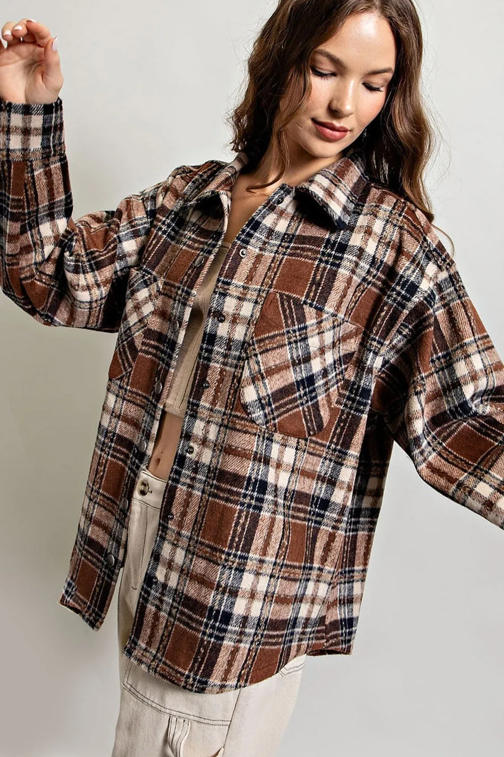 Plaid Print Shirt Jacket