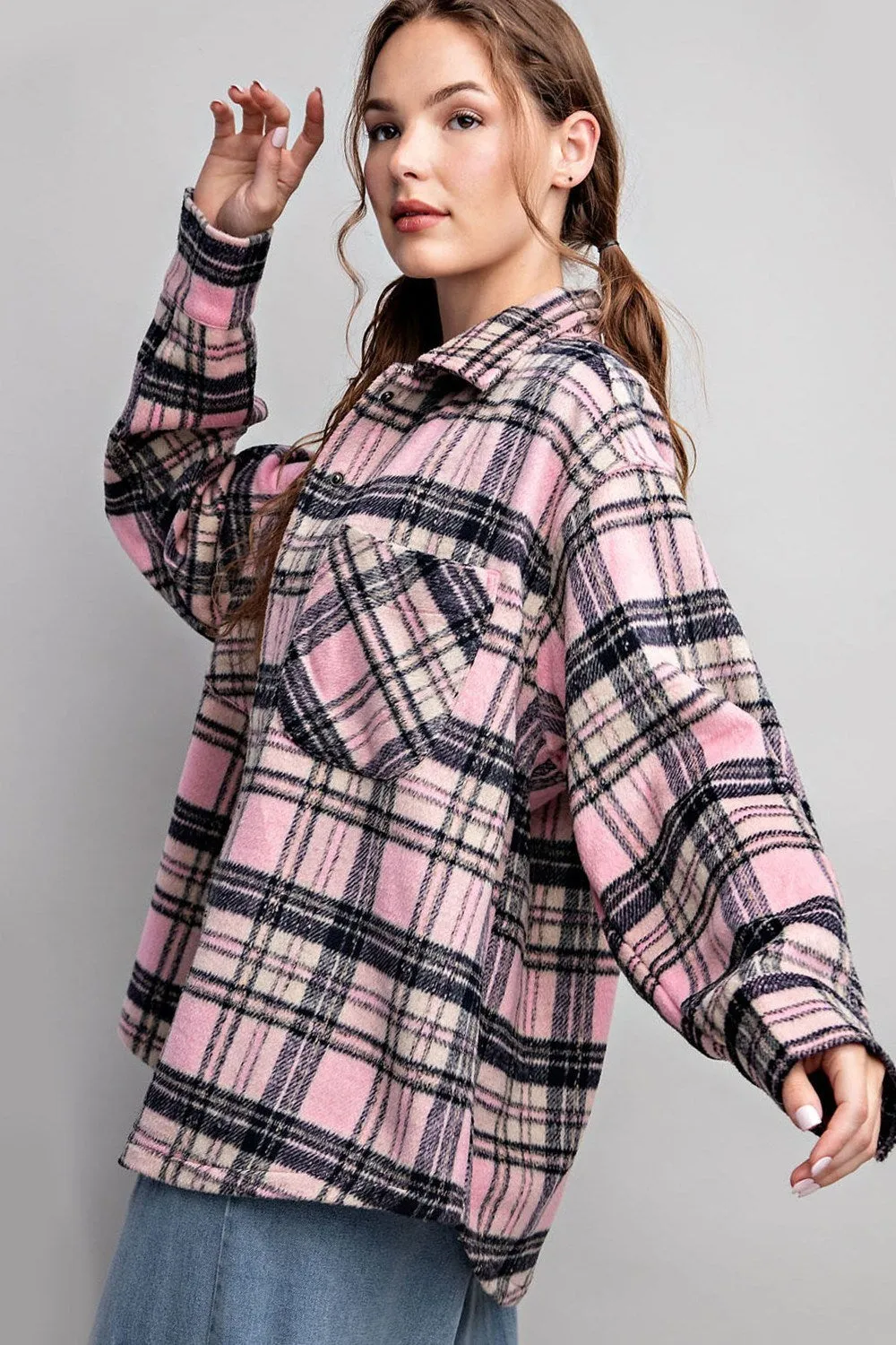 Plaid Print Shirt Jacket