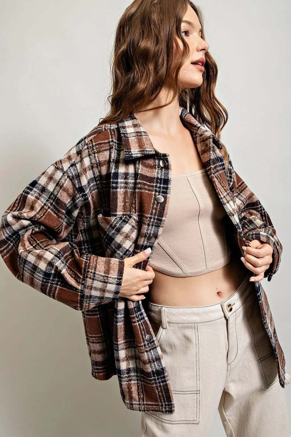 Plaid Print Shirt Jacket