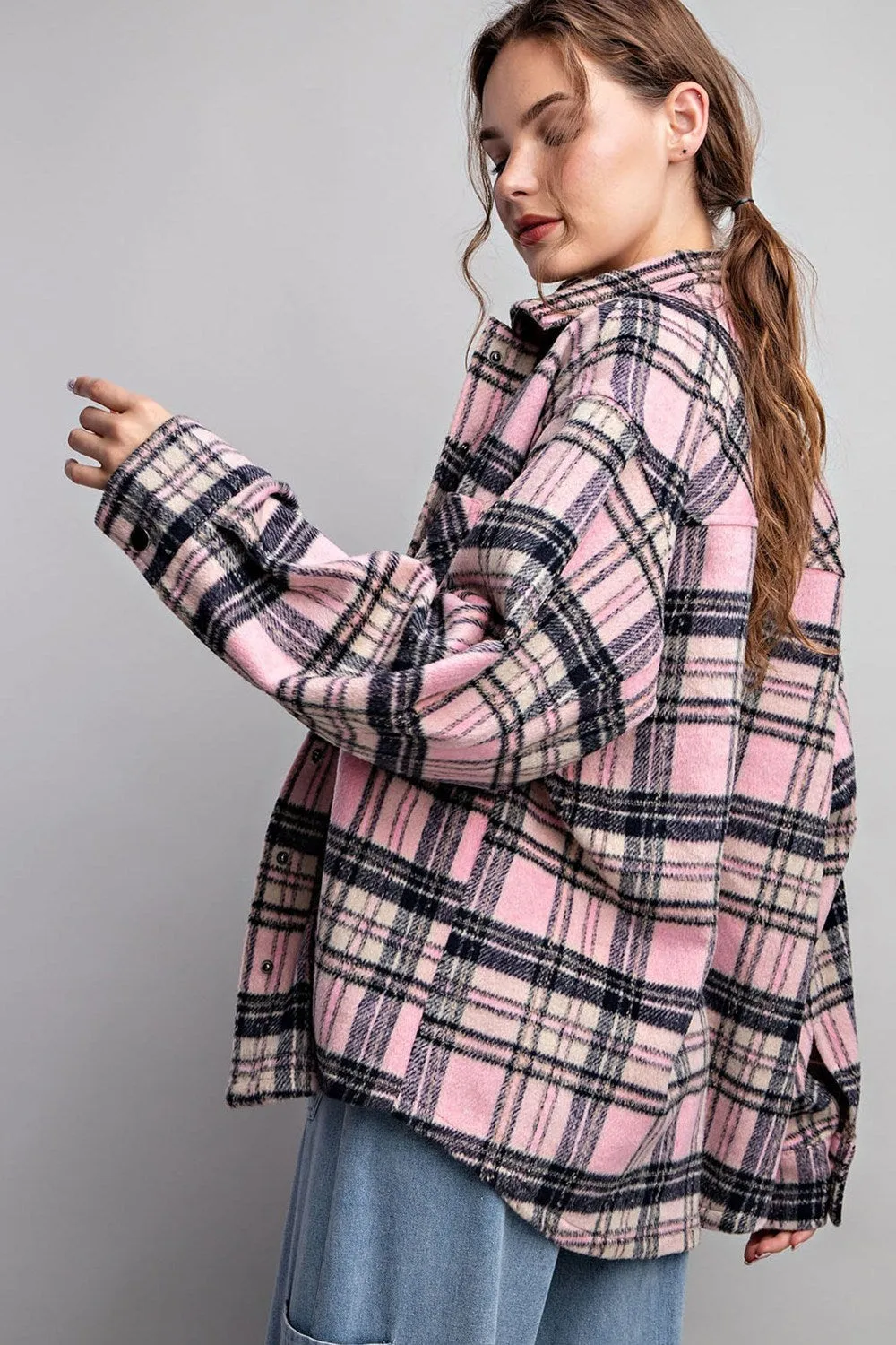 Plaid Print Shirt Jacket