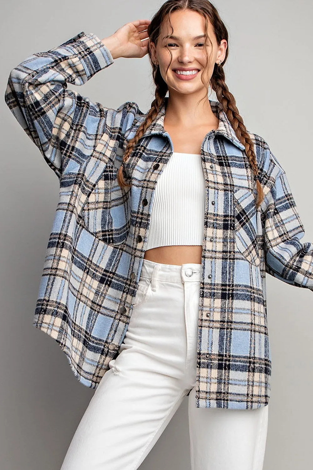 Plaid Print Shirt Jacket