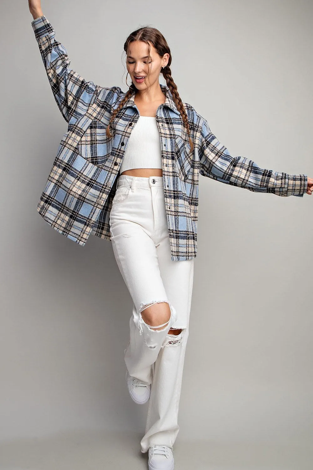 Plaid Print Shirt Jacket