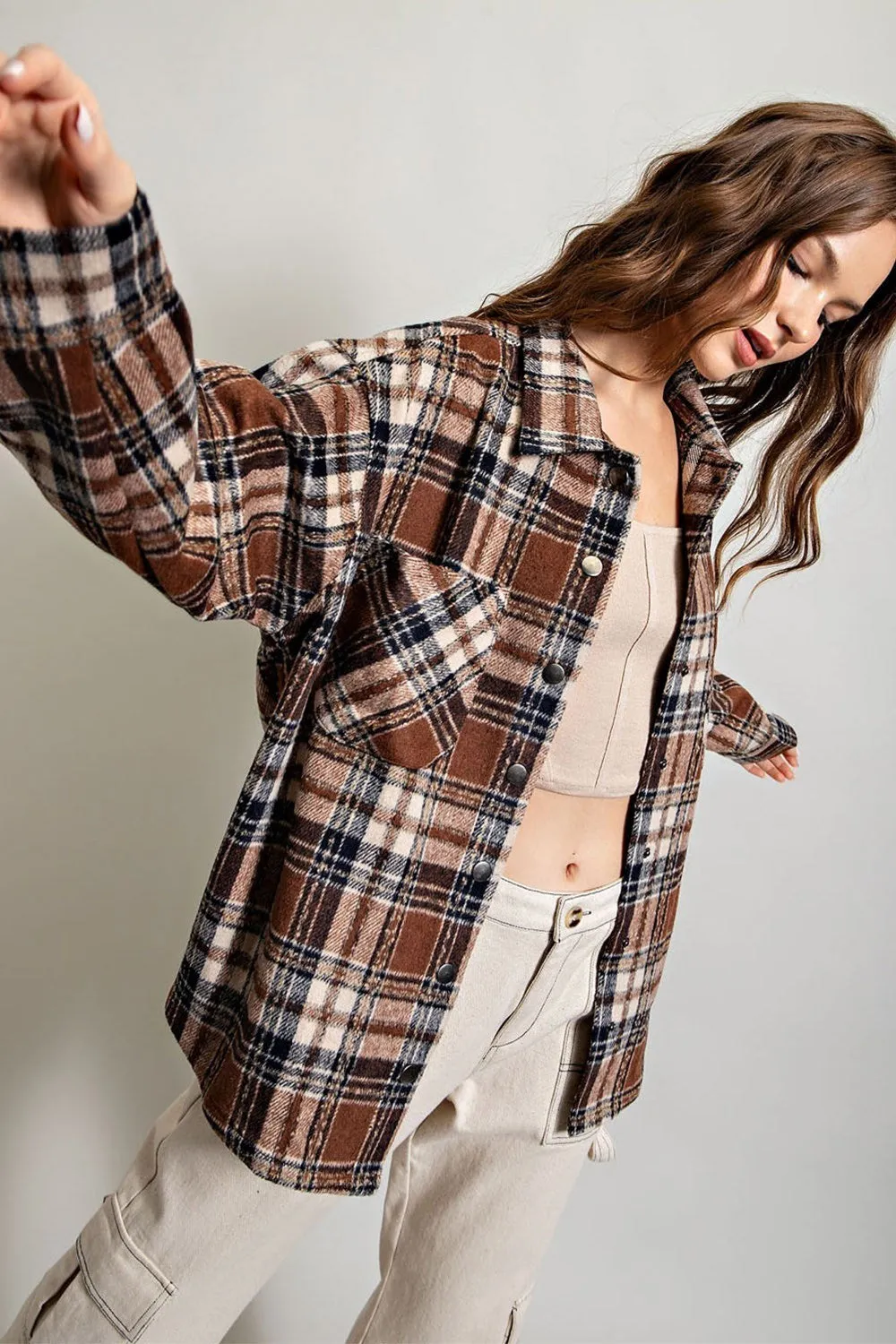 Plaid Print Shirt Jacket