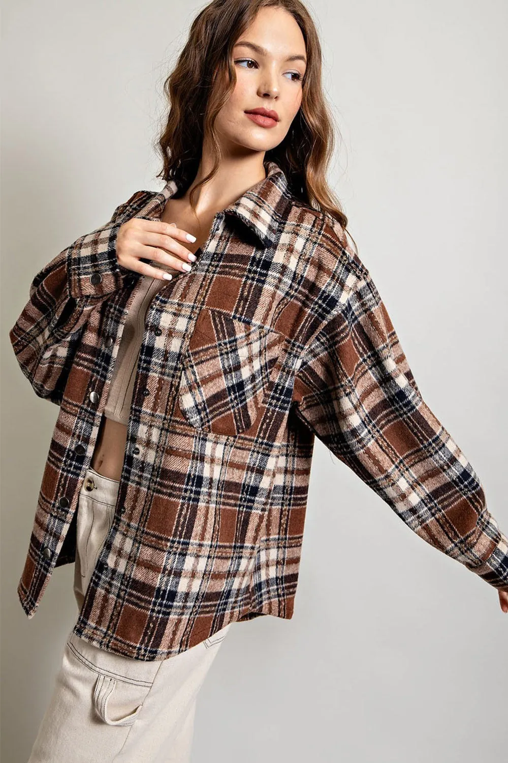 Plaid Print Shirt Jacket