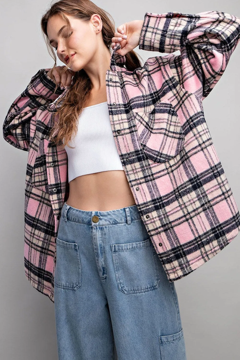 Plaid Print Shirt Jacket