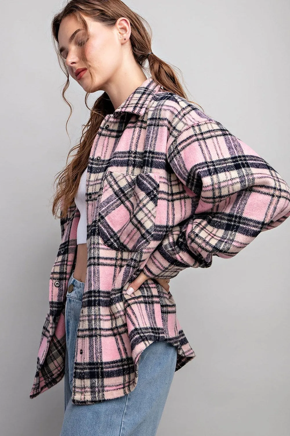 Plaid Print Shirt Jacket