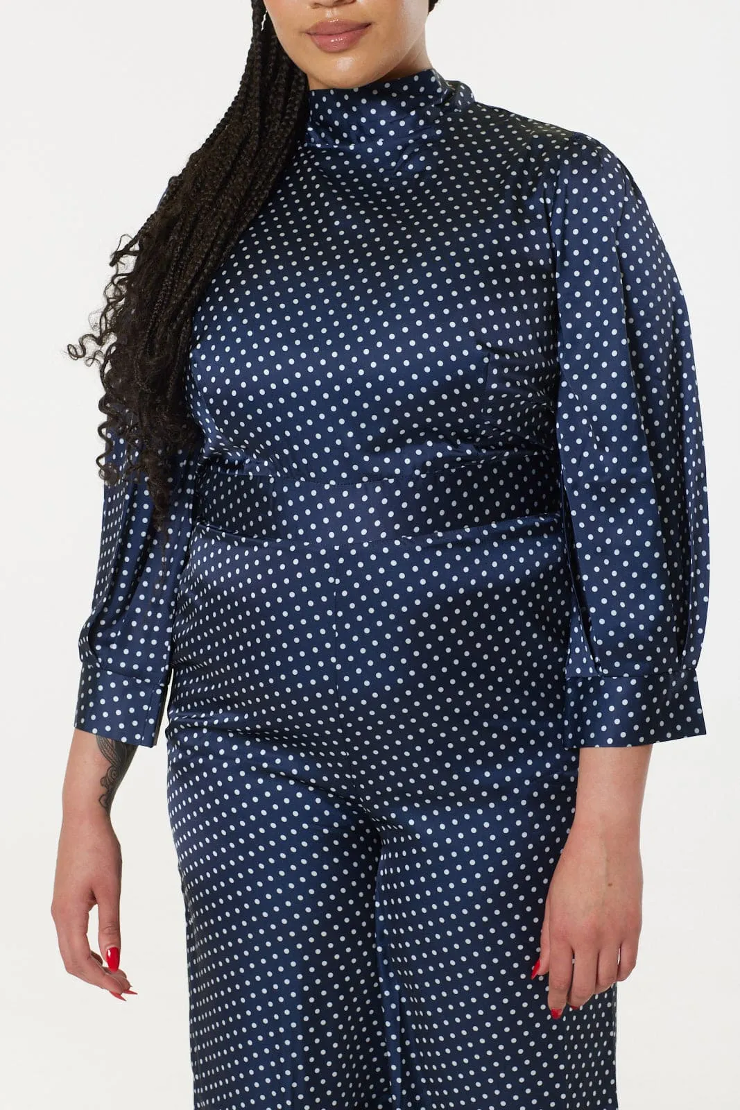 Polka Dot Navy Jumpsuit