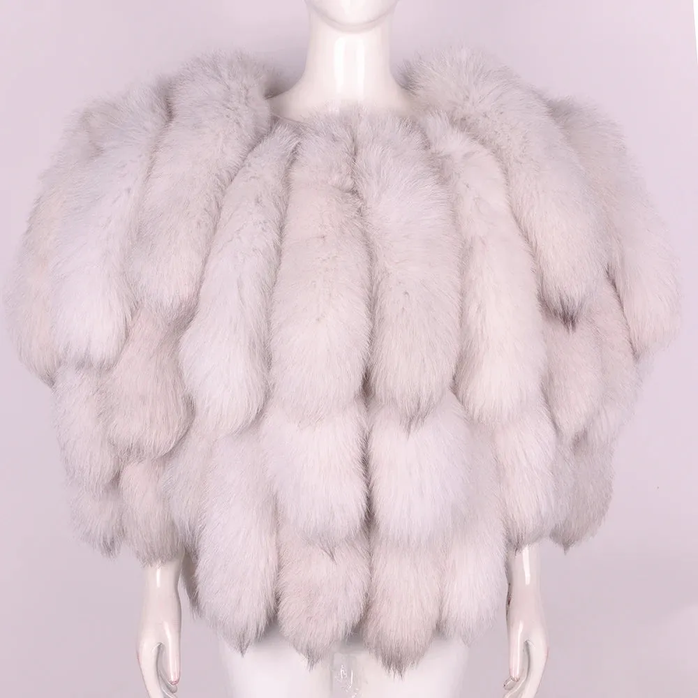 Premium Women's Real Fox Fur Shoulder Shawl