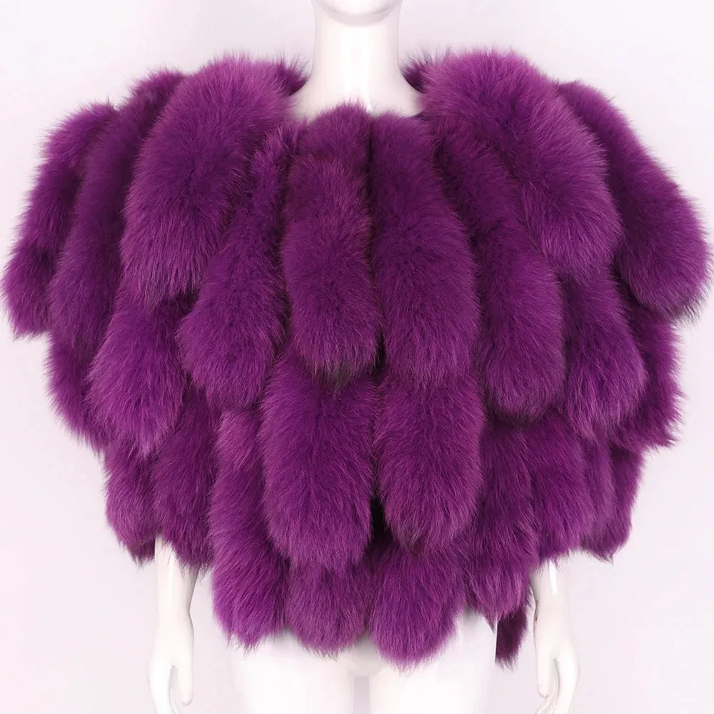 Premium Women's Real Fox Fur Shoulder Shawl