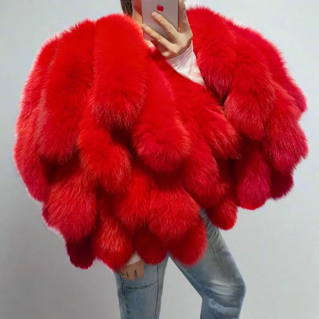 Premium Women's Real Fox Fur Shoulder Shawl