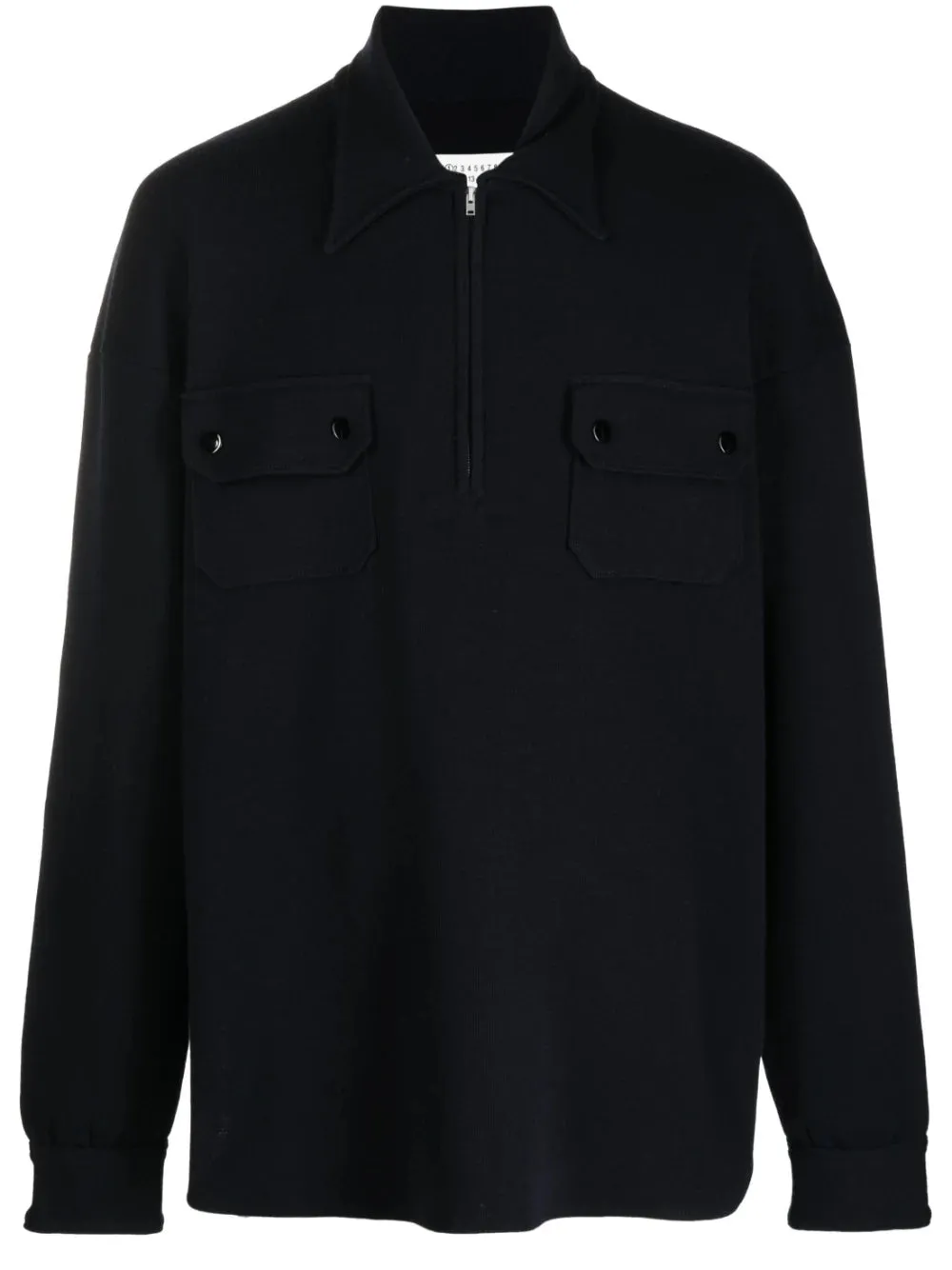 Quarter Zip Polo Shirt - Dark Blue