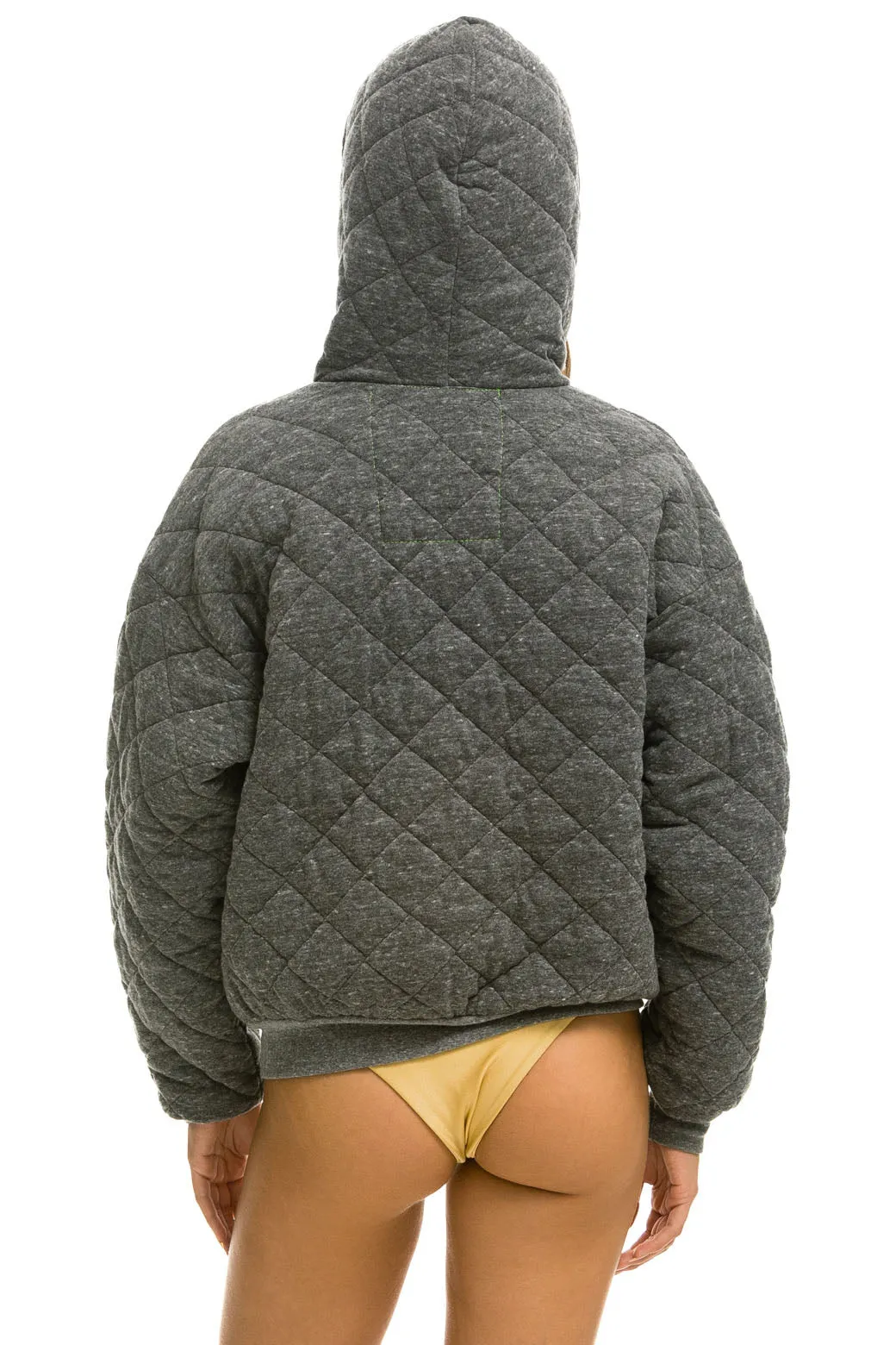 QUILTED ZIP HOODIE RELAXED - HEATHER GREY