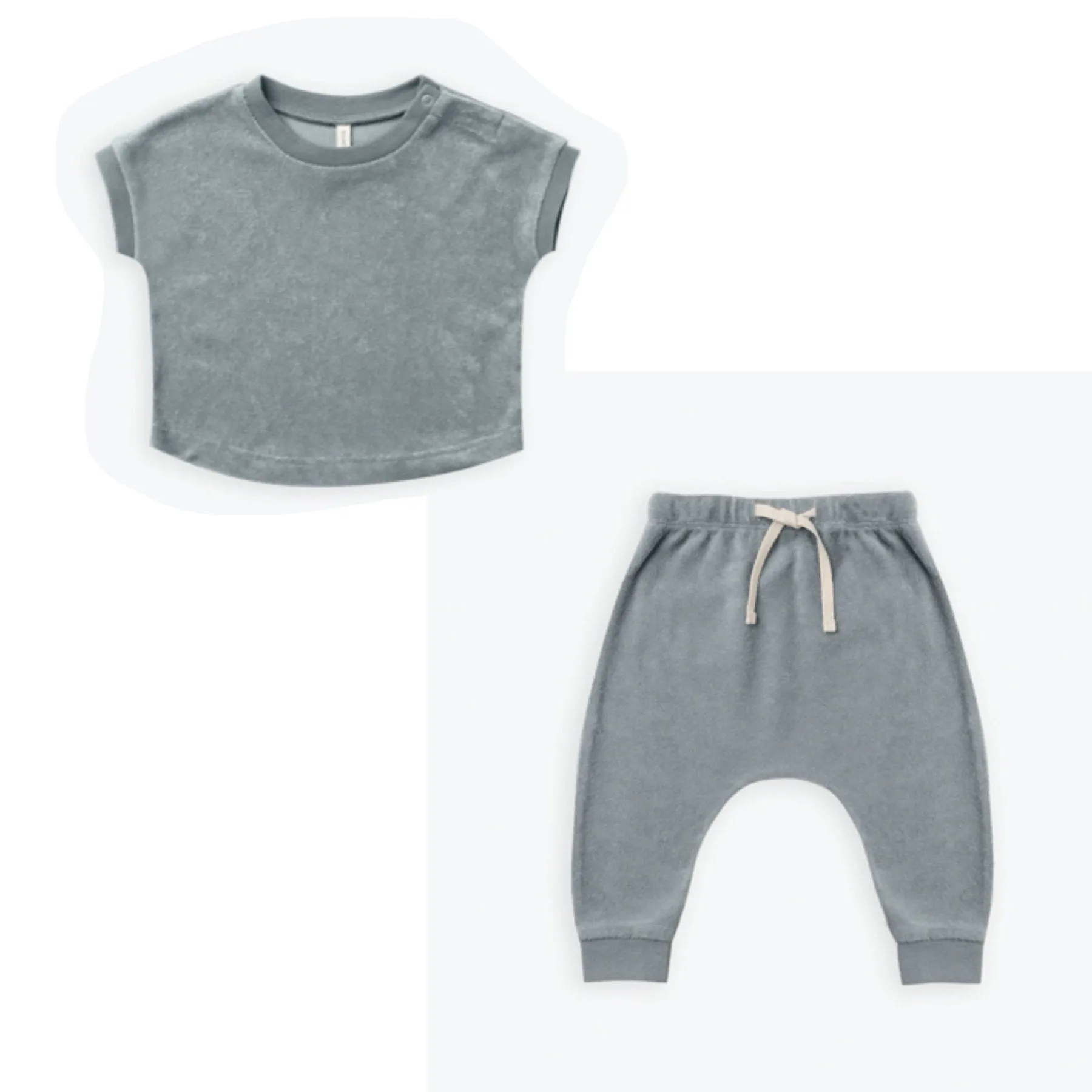 Quincy Mae Baby & Toddler Boys OCEAN Organic Terry Top and Pants