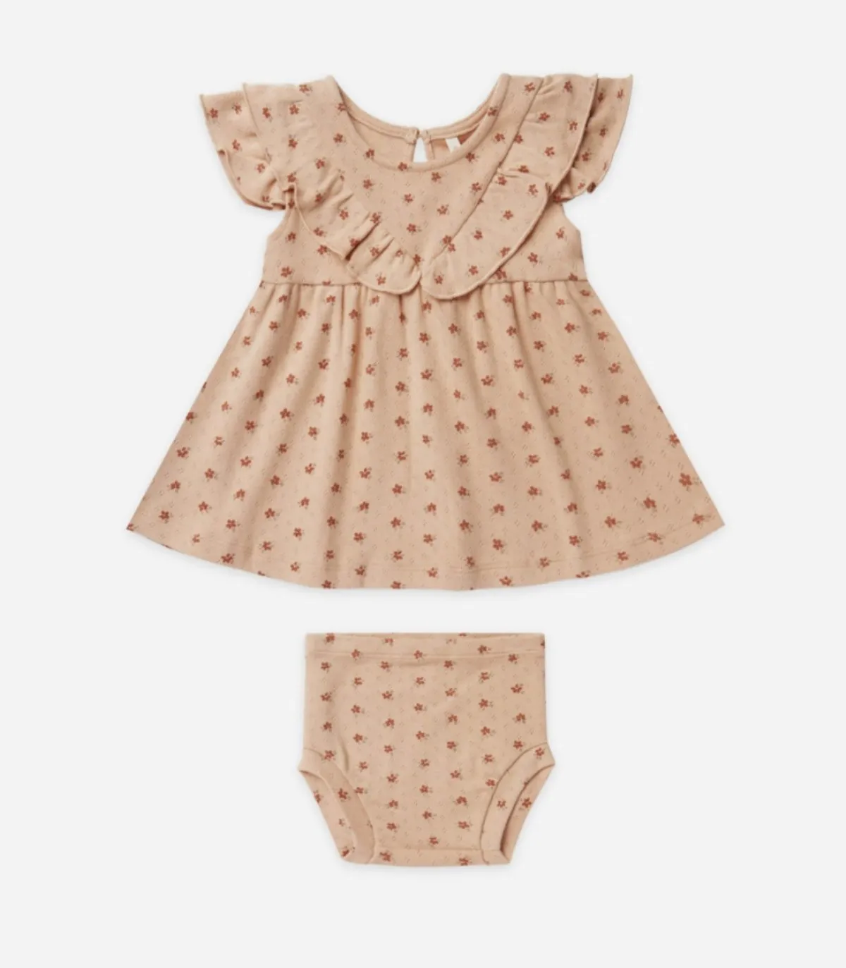 Quincy Mae Baby & Toddler Girls Organic Blush DItsy Pointelle Ruffle Dress